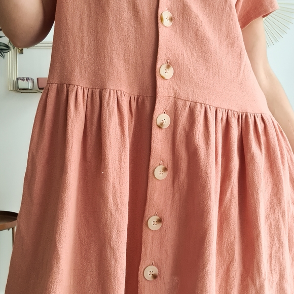 Staple the Label - HARVEST MINI DRESS | peachy button down short sleeve sz 10 - Picture 3 of 13